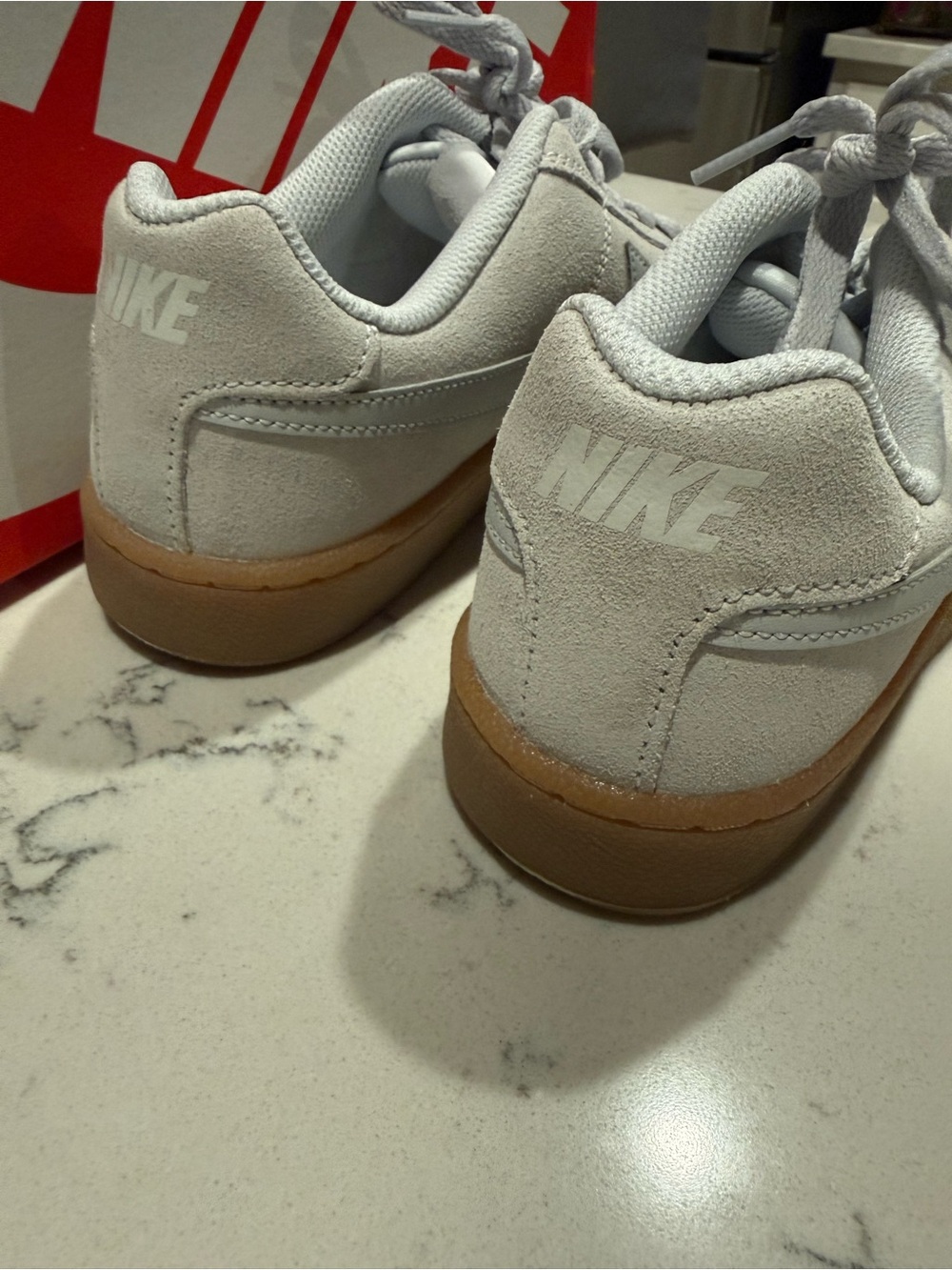 Nike Light Gray Suede Sneakers with Gum Sole - Picture 4 of 10